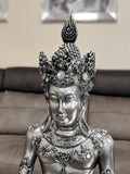 Silver & Black Praying Lotus Buddha Ornament - QS019