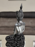 Silver & Black Praying Lotus Buddha Ornament - QS019