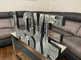 Mirrored Crushed Diamante Large LOVE Letter Wall Decor - AC003