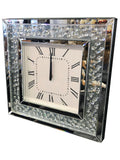 Mirrored Floating Crystal Square Wall Clock - CD014