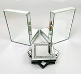 Mirrored Glass Prism Crystal Bookends & 6 Glitter Mirrror Coasters - CD187