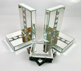 Mirrored Glass Prism Crystal Bookends & 6 Glitter Mirrror Coasters - CD187