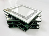 Mirrored Glitter Edge Set of 6 Square Coasters - CD189