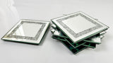 Mirrored Glitter Edge Set of 6 Square Coasters - CD189