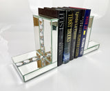 Mirrored Glass Prism Crystal Bookends & 6 Glitter Mirrror Coasters - CD187