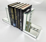 Mirrored Glass Prism Crystal Bookends & 6 Glitter Mirrror Coasters - CD187