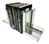 Mirrored Glass Crushed Diamante Crystal Bookends & 6 Glitter Mirrror Coasters - CD185