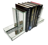 Mirrored Glass Crushed Diamante Crystal Bookends & 6 Glitter Mirrror Coasters - CD185