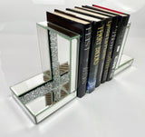 Mirrored Glass Crushed Diamante Crystal Bookends & 6 Glitter Mirrror Coasters - CD185