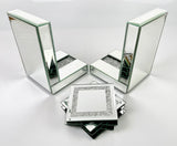 Mirrored Glass Crushed Diamante Crystal Bookends & 6 Glitter Mirrror Coasters - CD185