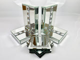 Mirrored Glass Prism Crystal Bookends & 6 Glitter Mirrror Coasters - CD187