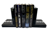 Black High Gloss Glass Prism Crystal Bookends & 6 Glitter Mirrror Coasters - CD188