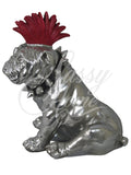 Silver Electroplated Bulldog with Red Mohawk Ornament - JG017