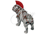 Silver Electroplated Standing Bulldog with Red Mohawk Ornament - JG018