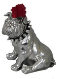 Small Silver Electroplated Sitting Bulldog with Red Mohawk Ornament - JG019