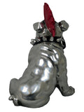 Small Silver Electroplated Sitting Bulldog with Red Mohawk Ornament - JG019