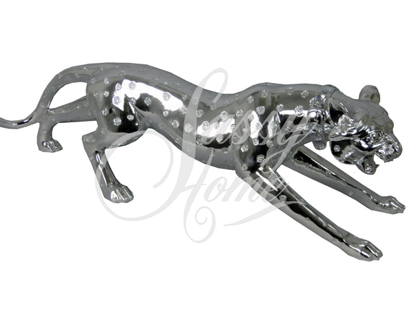 Large Silver Electroplated Leopard Ornament - JG023