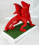 Large Red Welsh Dragon with Rugby Ball Ornament - JG052