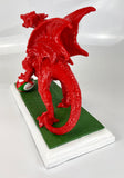 Small Red Welsh Dragon with Rugby Ball Ornament - JG053