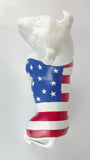 White Staffordshire Bull Terrier with American Flag Ornament - JG054