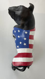 Black Staffordshire Bull Terrier with American Flag Ornament - JG055