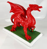 Large Red Welsh Dragon with Rugby Ball Ornament - JG052