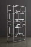 Stainless Steel Silver & Clear Glass Geometric Shelving Unit - KM001