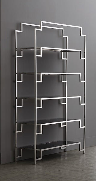 Stainless Steel Silver & Clear Glass Shelving Unit - KM002