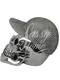 Silver Electroplated Skull in Baseball Cap Ornament - NY016