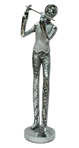 Silver Electroplated Man Playing Flute Ornament - NY046