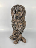 Carved Wood Effect Tawny Owl Garden Ornament - FC057