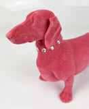 Hot Pink Flocked Dachshund Sausage Dog Ornament - NY073