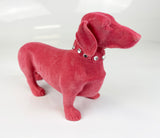 Hot Pink Flocked Dachshund Sausage Dog Ornament - NY073