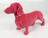 Hot Pink Flocked Dachshund Sausage Dog Ornament - NY073