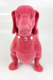 Hot Pink Flocked Dachshund Sausage Dog Ornament - NY073