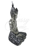 Silver & Black Praying Lotus Buddha Ornament - QS019