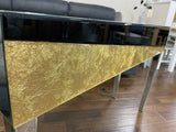 Real Gold Leaf & Black Glass Mirrored Console Table - WL320