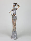 Golden African Lady with Peach & Silver Marble Dress Ornament - WL3800A