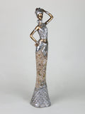 Golden African Lady with Peach & Silver Marble Dress Ornament - WL3800A