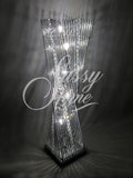 Silver Cayan Tower LED Table Lamp with Crystals - WLTCayanTowerCrystal