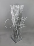 Silver Cayan Tower LED Table Lamp with Crystals - WLTCayanTowerCrystal