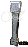 Square Mirrored Diamante Long Case Grandmother Clock - CD134