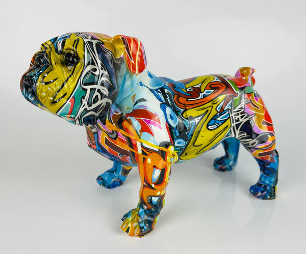 Multicolour Graffiti Small British Bulldog Ornament - JG044