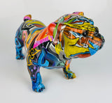 Multicolour Graffiti Small British Bulldog Ornament - JG044