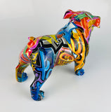 Multicolour Graffiti Small British Bulldog Ornament - JG044