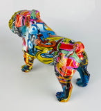 Multicolour Graffiti Small British Bulldog Ornament - JG044