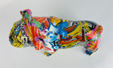 Multicolour Graffiti Small British Bulldog Ornament - JG044