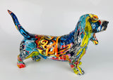 Multicolour Graffiti Basset Hound Ornament - JG045