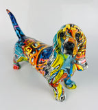 Multicolour Graffiti Basset Hound Ornament - JG045