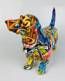 Multicolour Graffiti Basset Hound Ornament - JG045